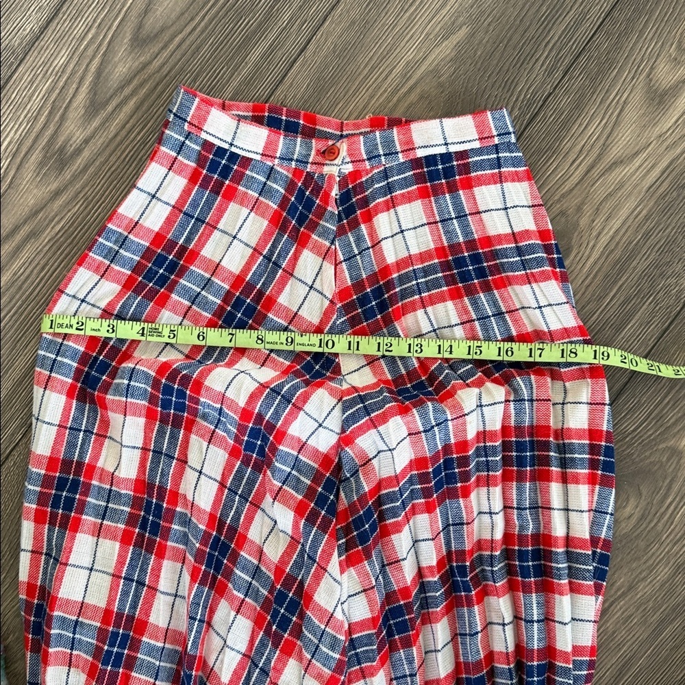 Vintage 1960’s Plaid pleated A-Line Skirt - Red white and Blue metal zipper - Picture 7 of 8